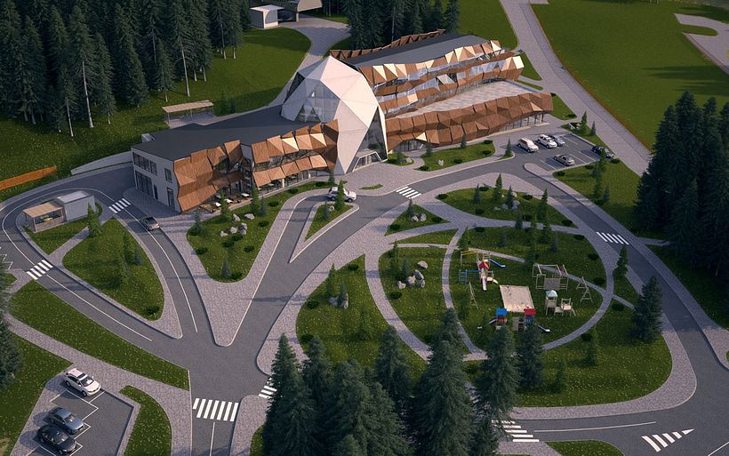 Architectural concept, based on restoration of old sport center in Carpathian mountains - Vorokhta village- west Ukraine 6