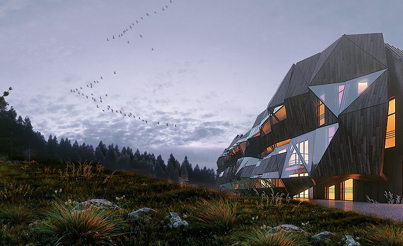 Architectural concept, based on restoration of old sport center in Carpathian mountains - Vorokhta village- west Ukraine 7