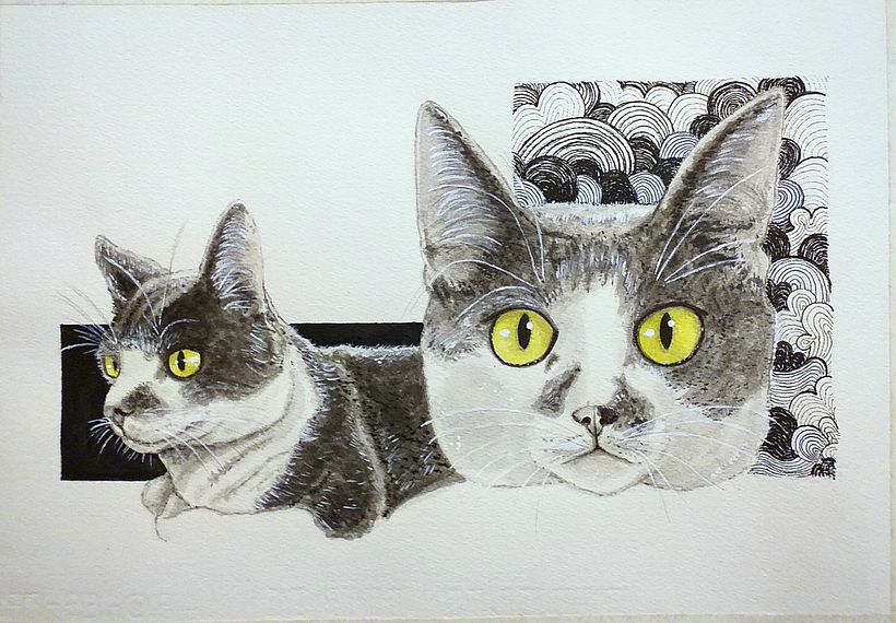 Nanquim e goache em papel de aquarela
