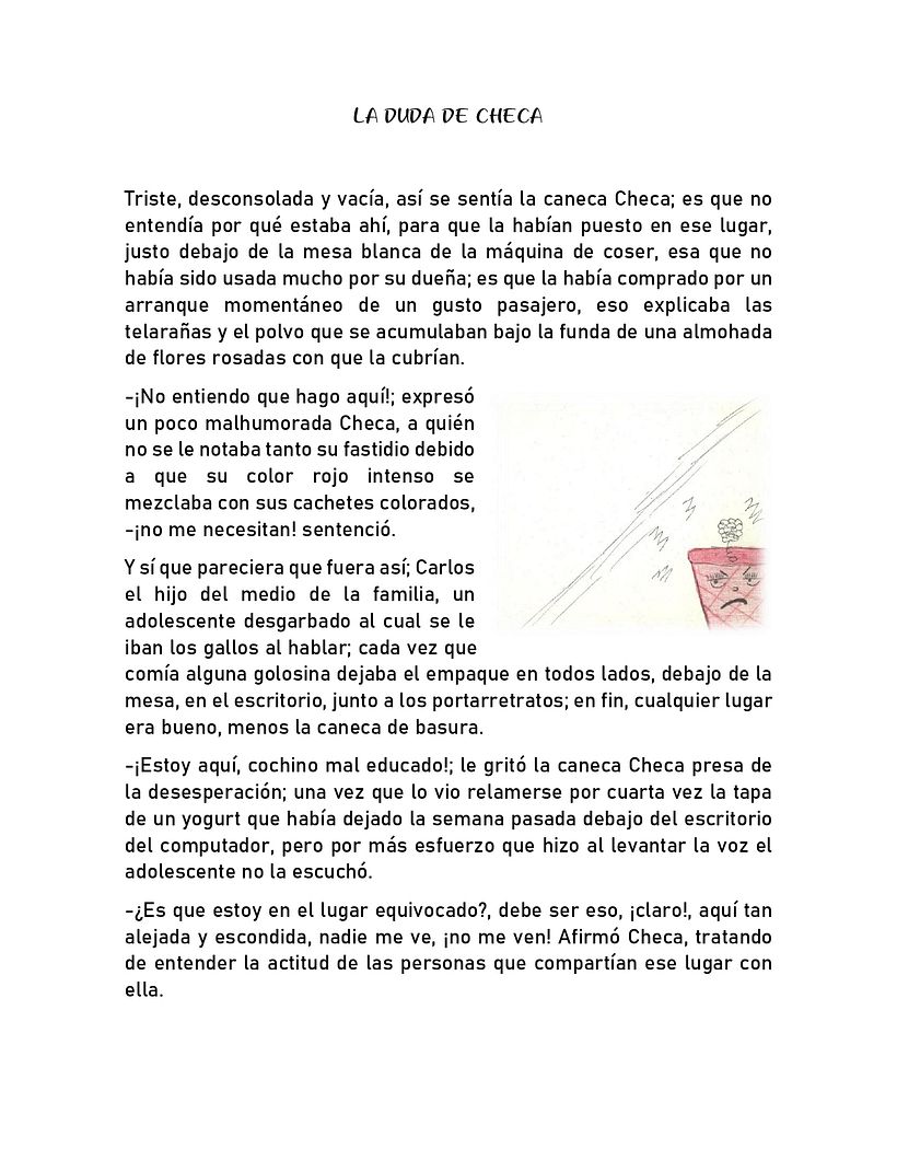 LA DUDA DE CHECA: Mi Proyecto del curso: Técnicas narrativas para libros infantiles  1