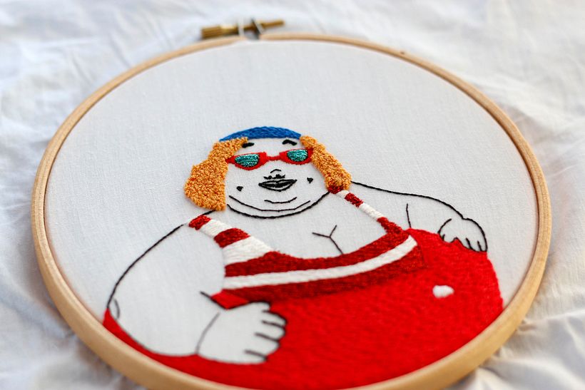 Proyecto personal de bordado, a partir de una fotografía de IG