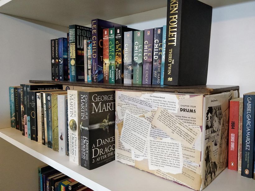 Shelf on cardboard boxes