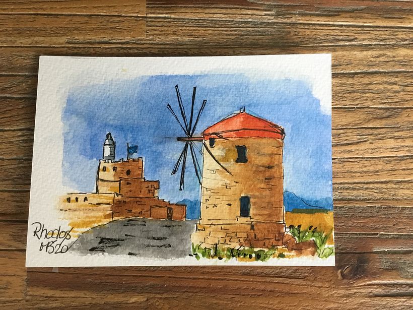 My first aquarel with pen