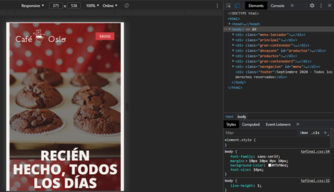 El preview de la pagina vista en un Smartphone "Medium Size"