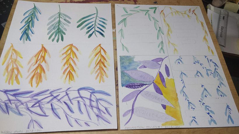 Experimenting with composition. Not happy with any of them although did eventually incorporate 3