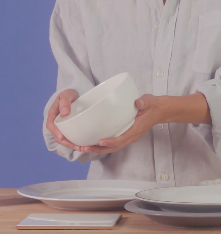 Tiles, dinner plates, bowls, and cups are the best options