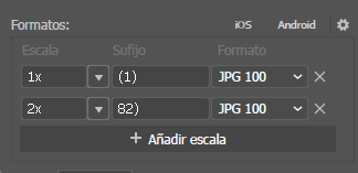 en la parte inferior se muetra la configuracion de escalas, formatos, etc