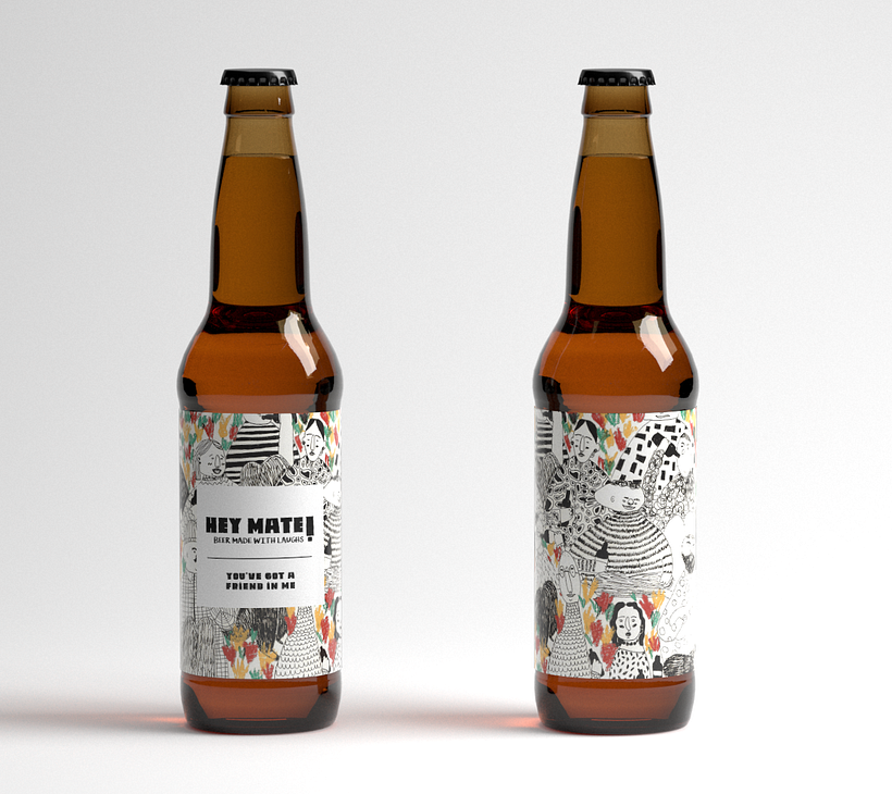 Hey Mate! Beer made with laughs - Traditionelle Illustration