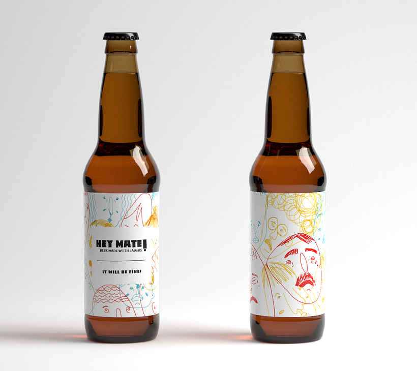 Hey Mate! Beer made with laughs - Traditionelle Illustration