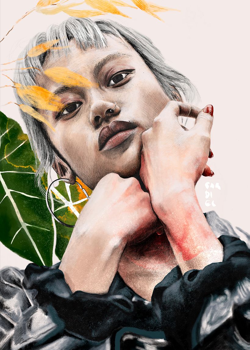 Aquí añadí los elementos naturales y alguna textura mas. Este es el resultado final. Me he divertido mucho con Procreate.