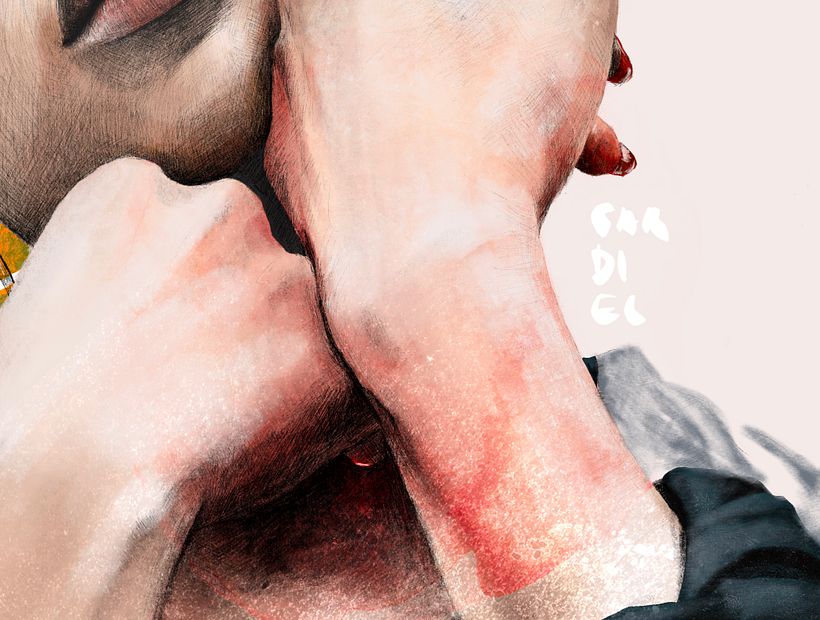 Detalle de textura de acuarela para resaltar sombras y para conseguir mas matices. 