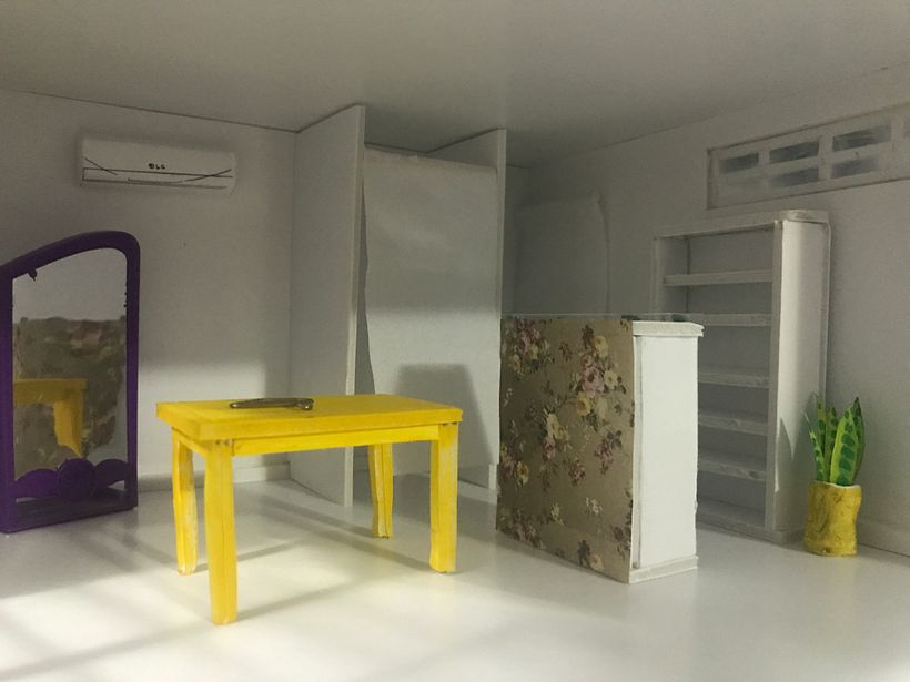 View to right-hand side of the shop interior. The furnishings are not yet complete as I need to fill and paint them. 