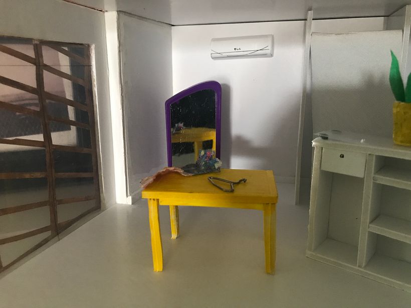 View to left-hand side of the shop interior. The mirror is borrowed! I will make one.