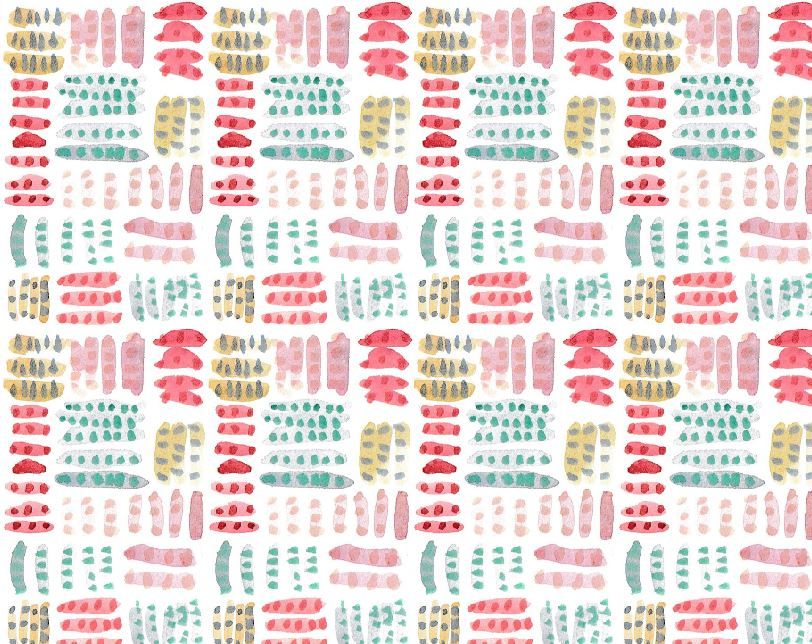 Estampas com base em aquarelas e carimbos feitos à mão  1