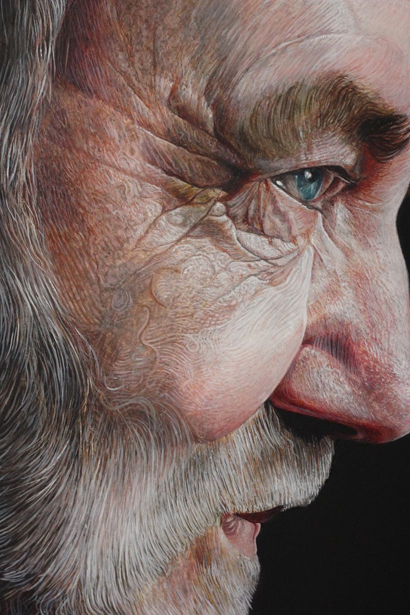 Détails. Fines traces de pinceau à la peinture à l'huile. -1