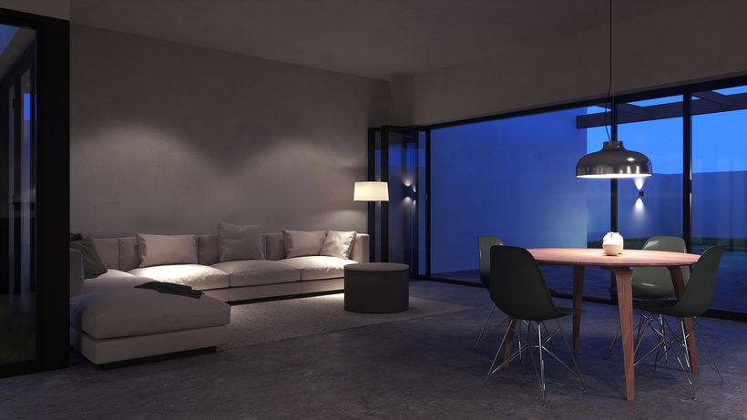 Vista interior de noche