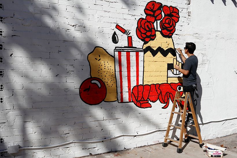 Ulises creó este mural para Utopia Markets en Barcelona. Ulises Mendicutty