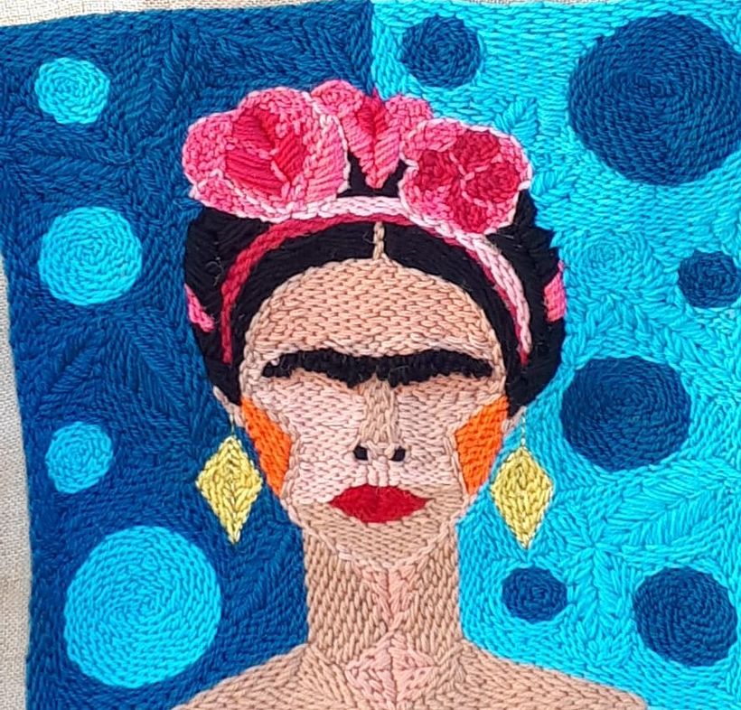 My version of Frida Kahlo with punch needle technique