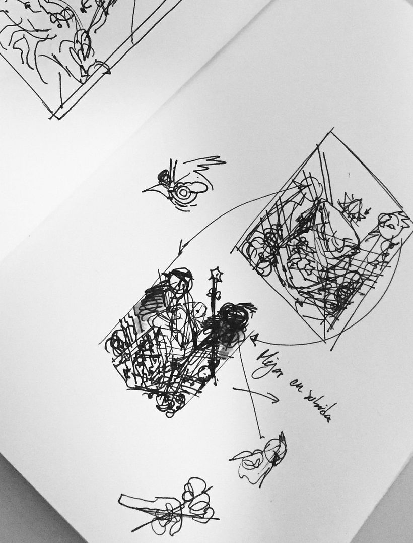 Comienzo siempre bajando un borrador en mi cabeza, que luego paso muy rápido a una hoja, solo para saber que quiero hacer.