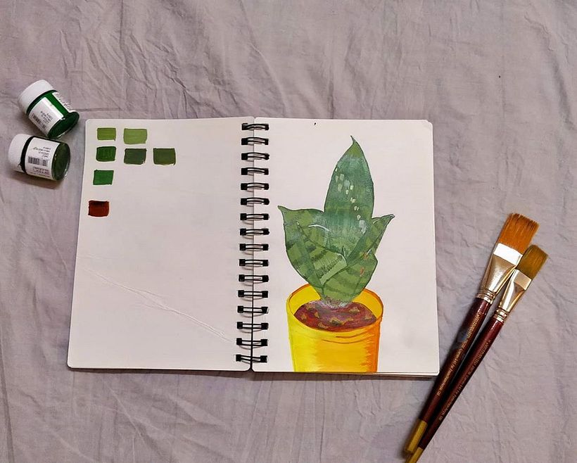 My first attemp at painting a live plant. Medium - acrylic.