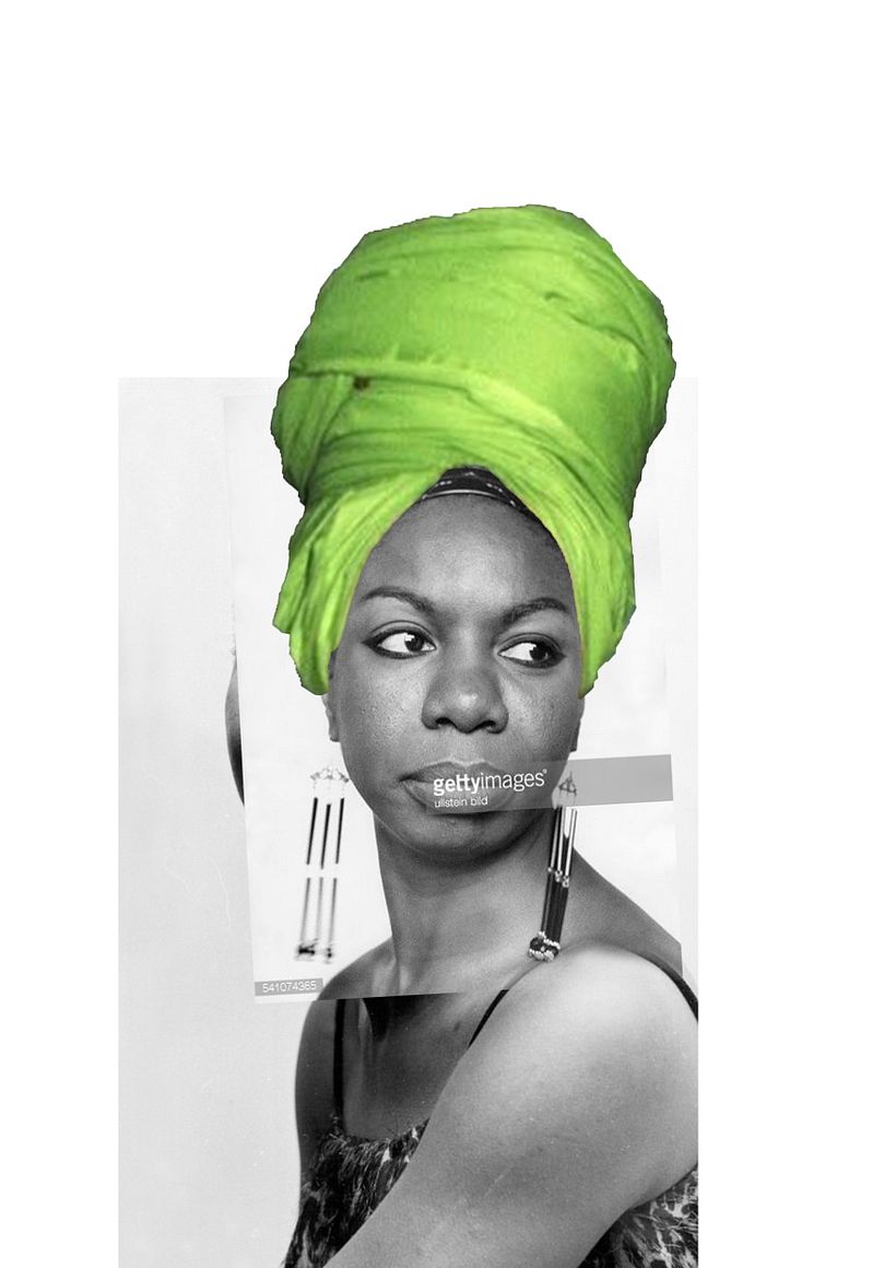 El primer paso fue realizar el collage con Photoshop del retrato deseado, en este caso escogí a Nina Simone.