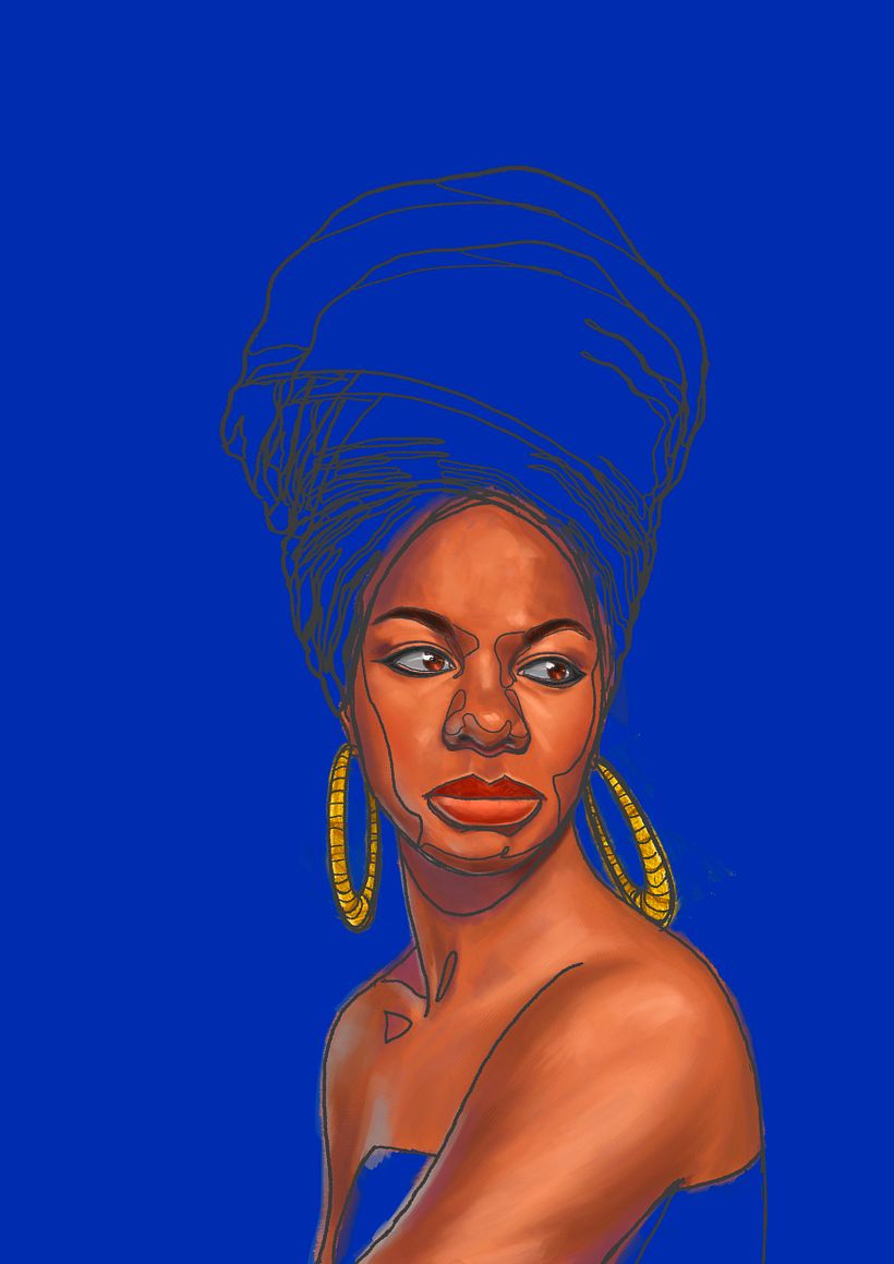 Continué dando forma y textura a los tonos de su piel, y definiendo el color de fondo que más me convencía.