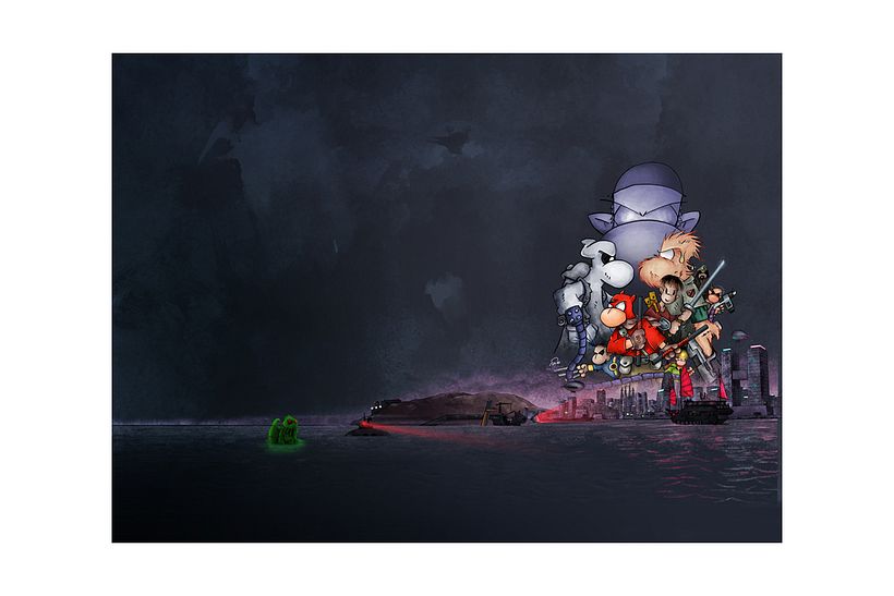 Color Portada juego de rol Fanhunter (Dibujo de Cels Piñol) 1