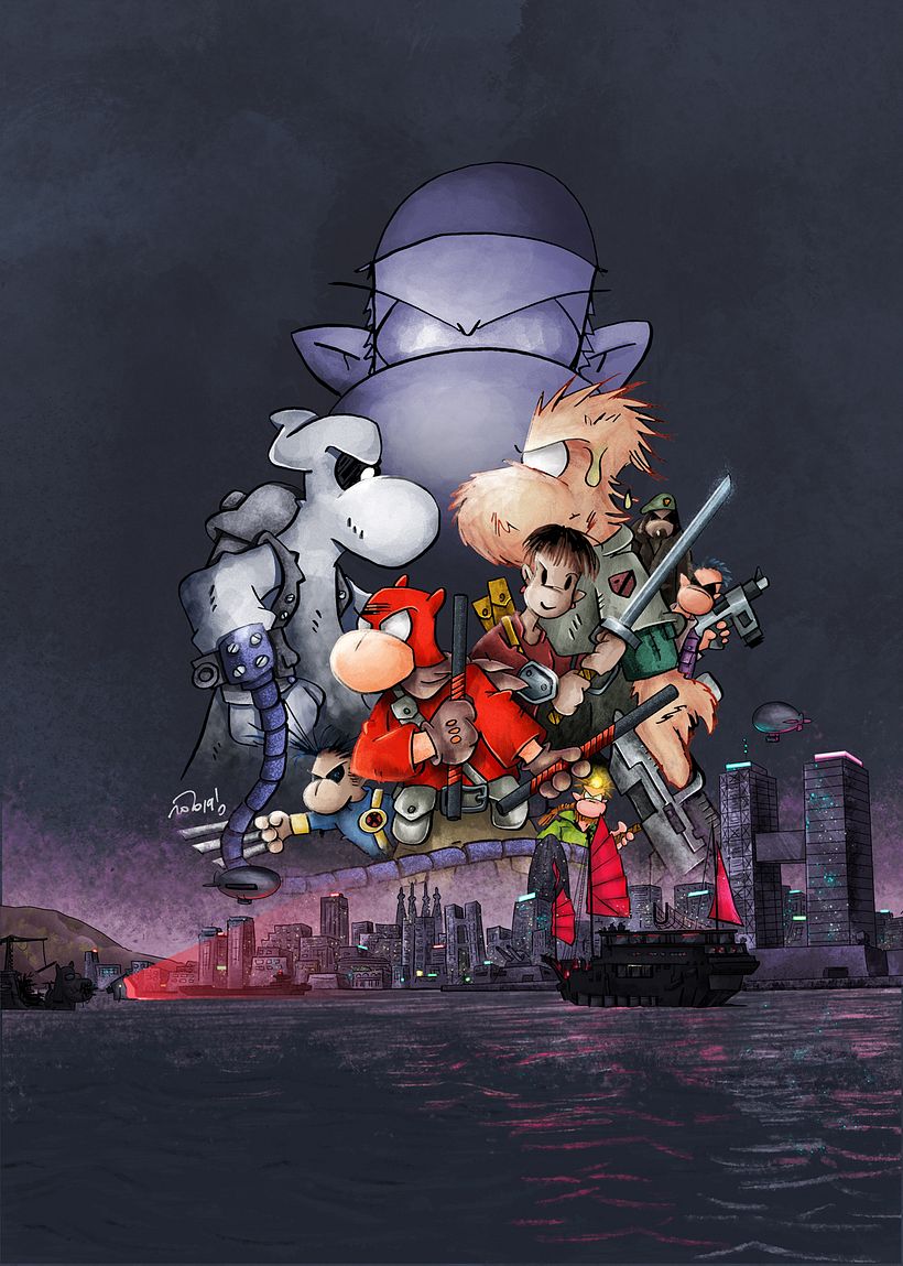 Color Portada juego de rol Fanhunter (Dibujo de Cels Piñol) 1