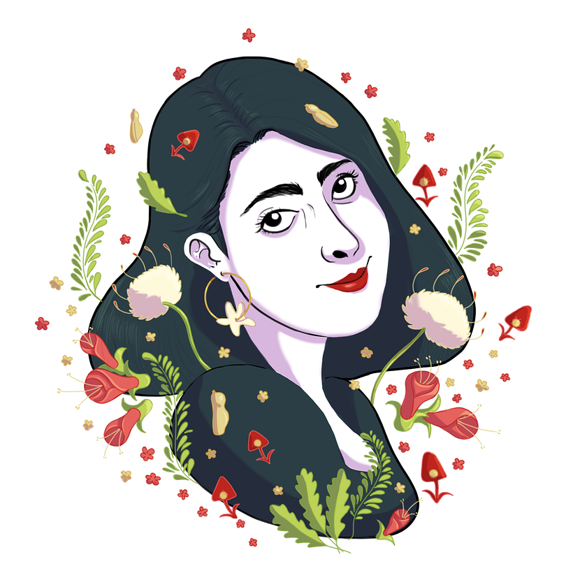 Mi Proyecto del curso: Retrato ilustrado con elementos botánicos 0