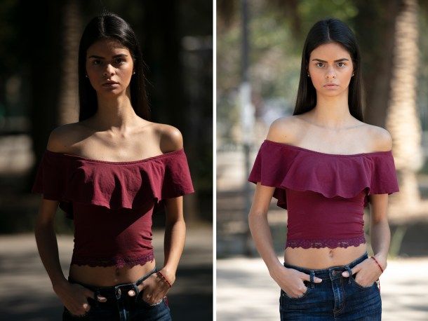 Hard light vs. diffused light. Zony Maya