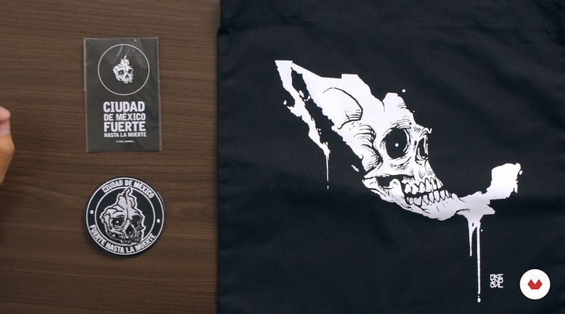 Mike Sandoval sticker, patch, and tote bag to commemorate the 2017 Mexico earthquake