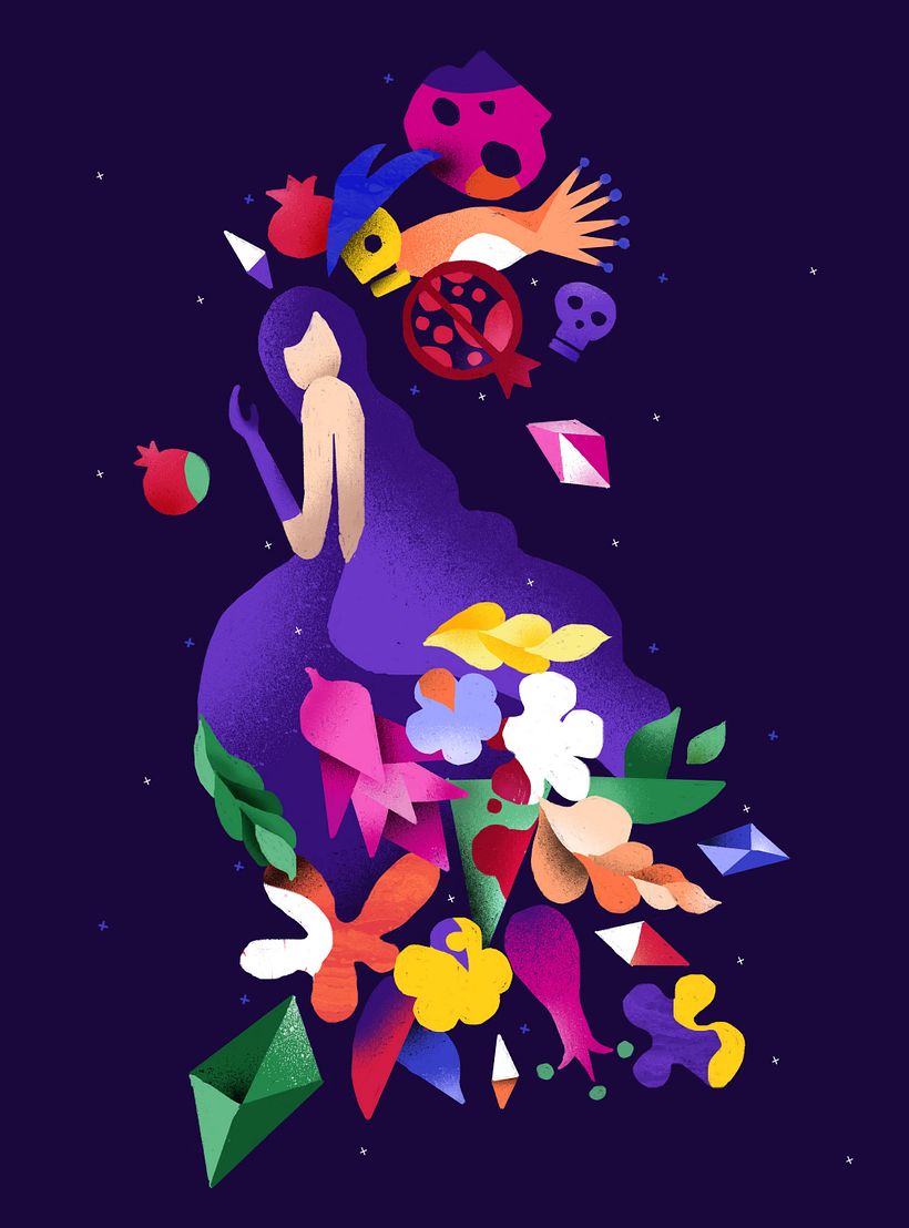 My project in Flat Illustration with Photoshop course / Persephone 0