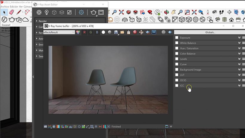 Show corrections control permite editar las correcciones de imagen de tu escena