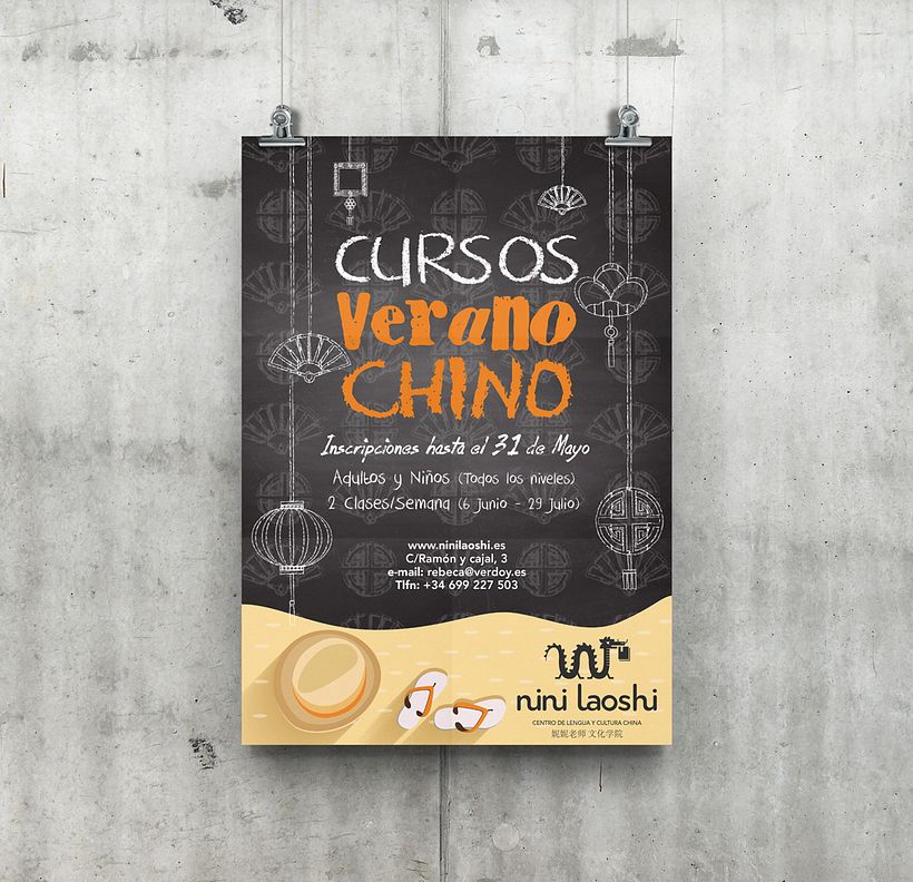 Cartel publicitario para cursos - Academia de idioma Chino