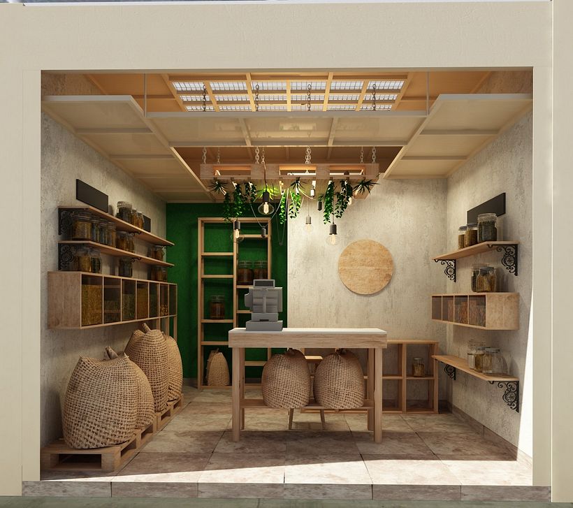 PProyecto Integral_ Diseño de Interiores & Mobiliario 14m2 - El proceso en imágenes -  Render por Alberto Castañon.