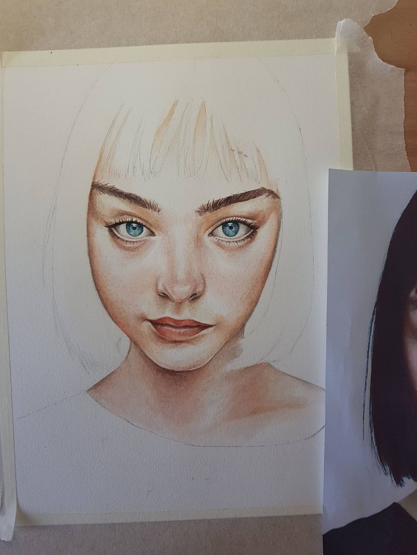 Mi Proyecto del curso: Retrato en acuarela a partir de una fotografía 8