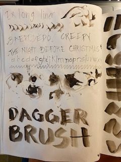 Using two types of brushes to experiment lettering. Long Liner and Dagger.