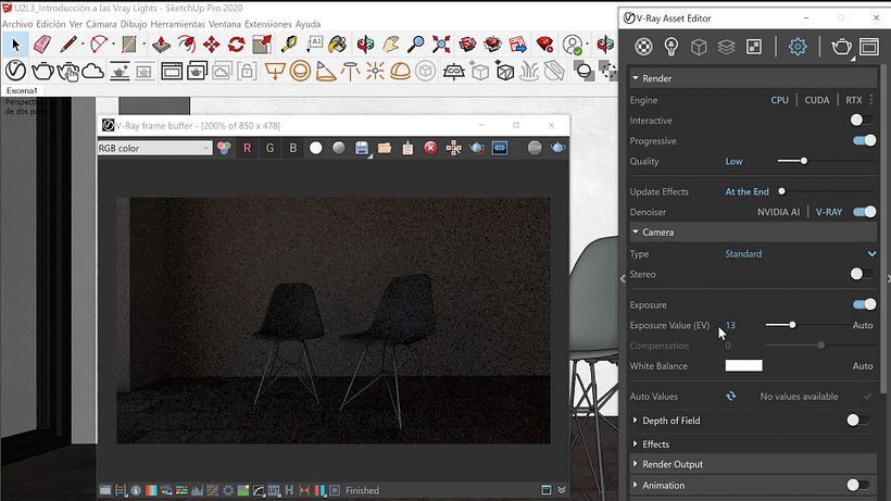 Você pode aumentar o Exposure Value no menu Settings da Sunlight