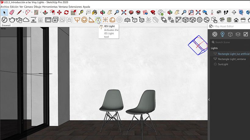To add an IES light, go to the top toolbar