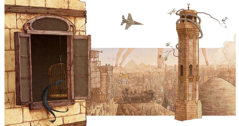 Ilustraciones para el libro "La mirada del pájaro transparente" -1