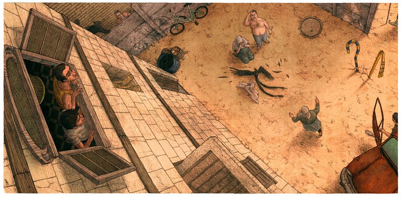 Ilustraciones para el libro "La mirada del pájaro transparente" 2