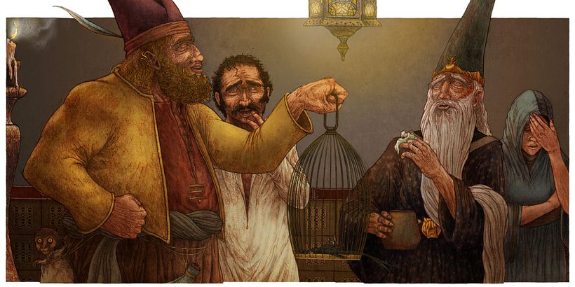 Ilustraciones para el libro "La mirada del pájaro transparente" 4