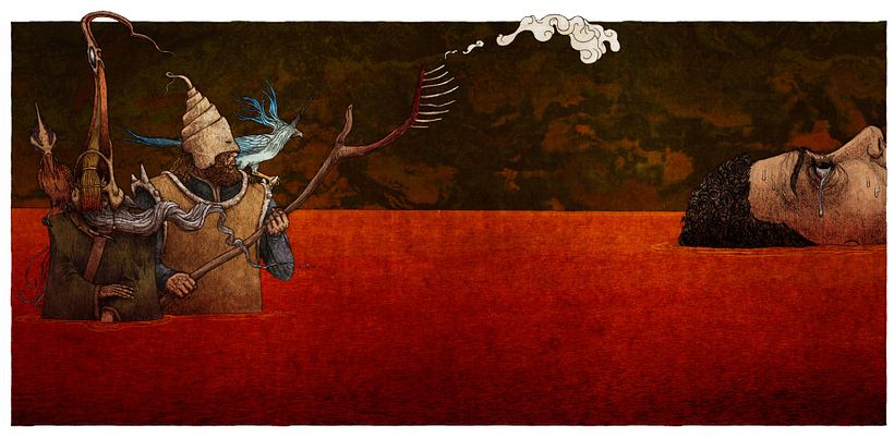 Ilustraciones para el libro "La mirada del pájaro transparente" 9