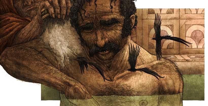 Ilustraciones para el libro "La mirada del pájaro transparente" 10