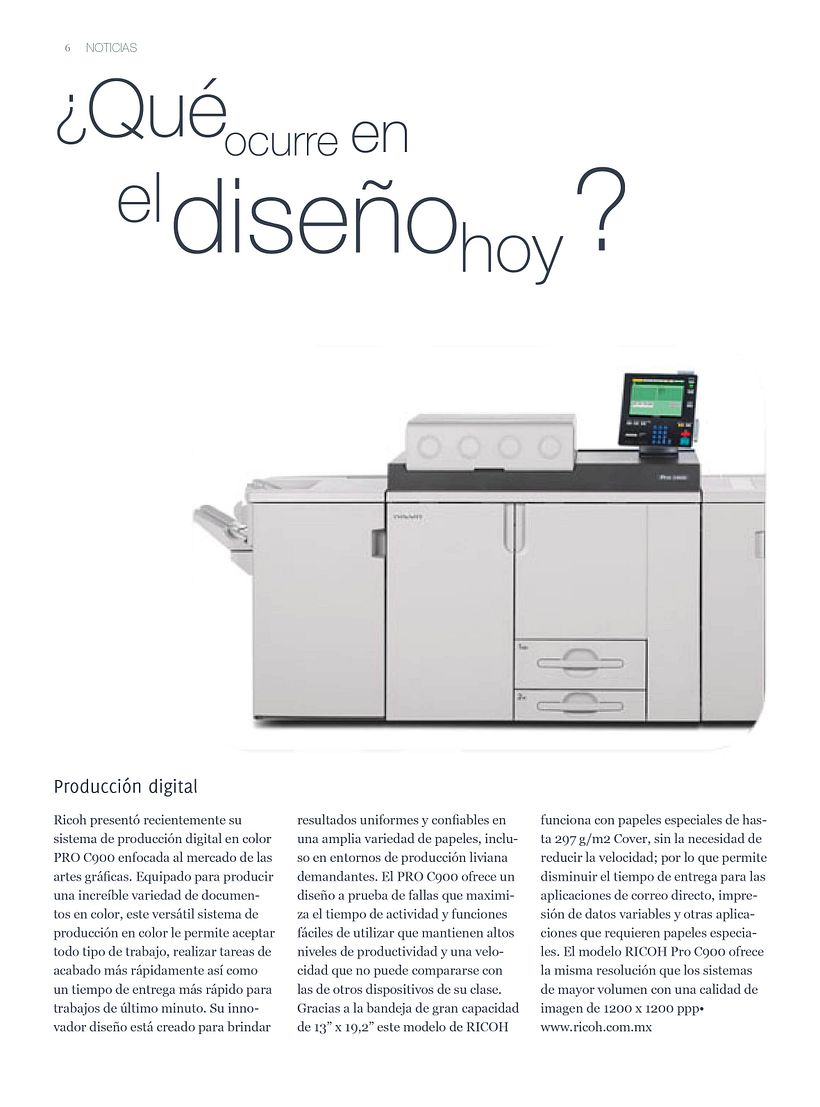 Interior de la revista DINUME con portadilla de sección