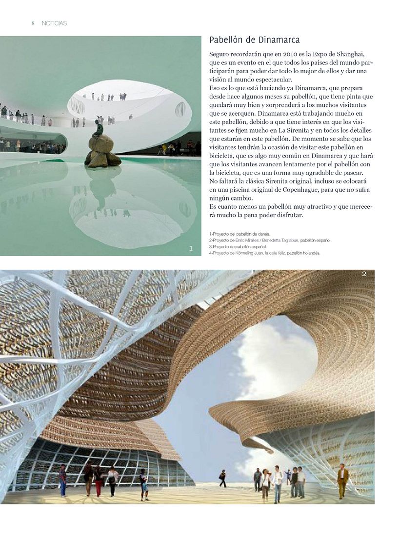 Interior Revista DINUME_Artículo "Expo de Shanghai 2010"_Pabellón Dinamarca y Pabellón Español