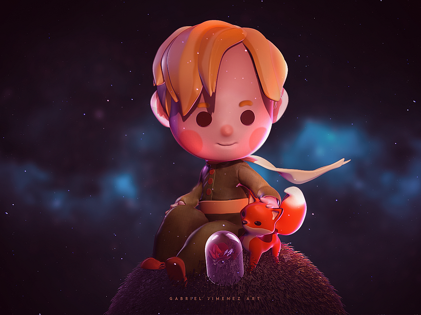 Ilustración 3D: Artista con crayón mágico - Modelado 3D