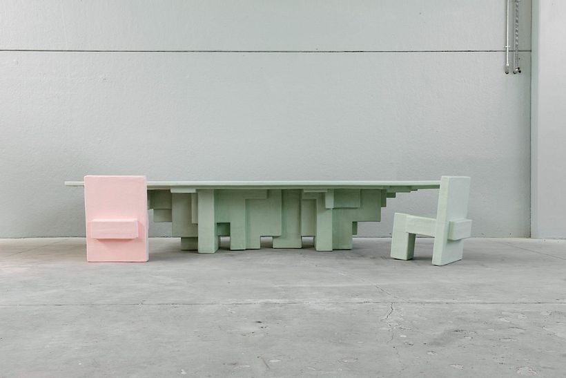 Studio Nucleo, Primitive Table and Chair, 2010 - 2020. © Studio Nucleo. Photo: PEPE Photografia