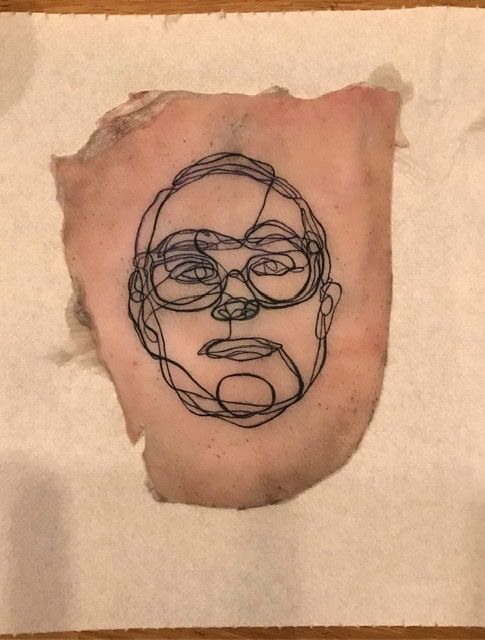 Practicing my portraits on pig skin  0