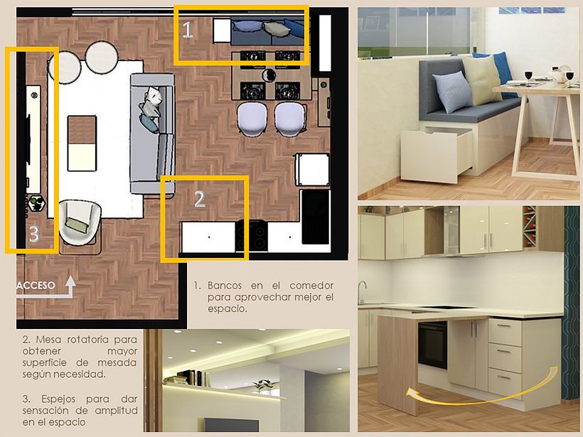 Mi Proyecto del curso: Diseño de interiores para espacios multifuncionales. Propuesta de áreas comunes. 2